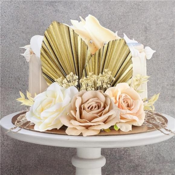 28Pcs Boho Cake Topper Decorations Vintage ArtificialRose FlowersLeaves for Cake - Picture 4 of 6